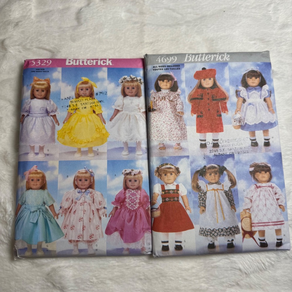 Butterick 5329 4699 18 Inch Doll Clothes Sewing Patterns Lot Formal Dress Coat